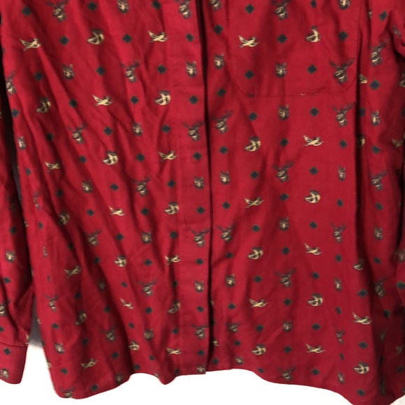 Casual Club Red birds, fox and dog Printed Button Up Shirt 12 - Picture 3 of 6